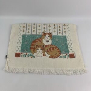 Vintage 90s Orange Kitty Cat Kitchen Hand Dish Towel Cottagecore GrannyCore